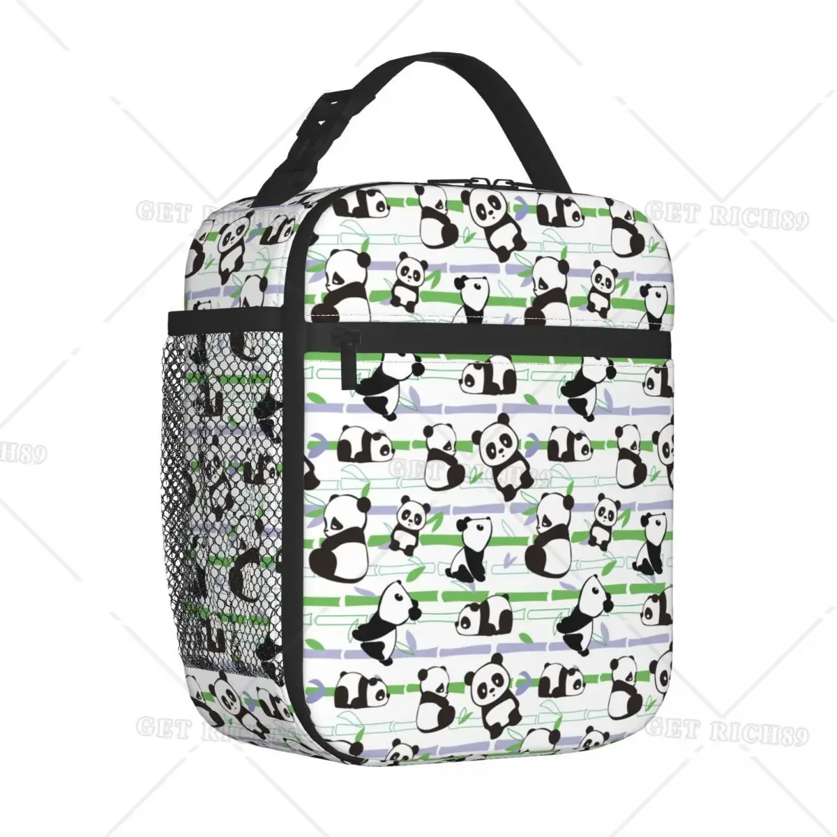 Food Storage Bag - Cute Panda Bears and Bamboo Insulated