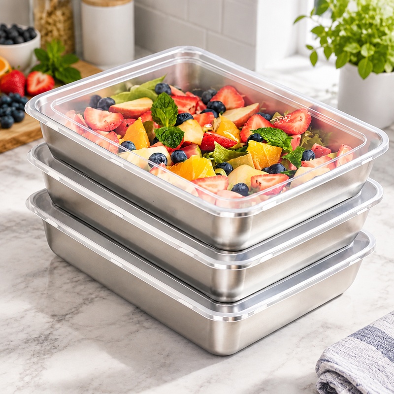 Food Storage Meals - Triple Pack Stainless Steel Food Containers