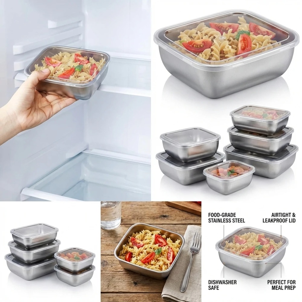 6PCS Stainless Steel Food Stor - đánh giá và giá Food Storage Meals