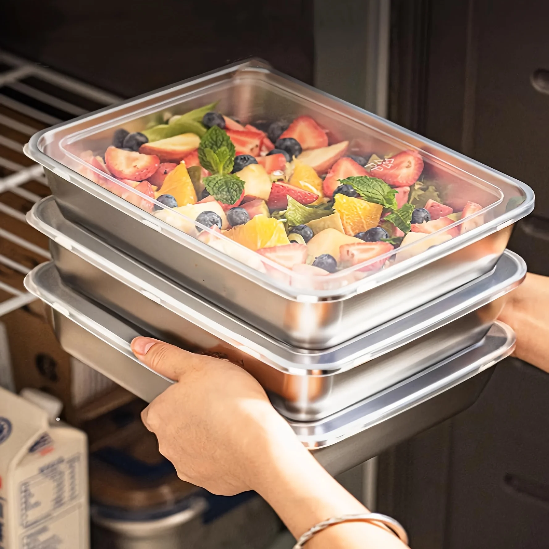 3pcs Stainless Steel Food Cont - đánh giá và giá Food Storage Meals